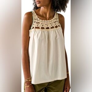 Bellerose Cream Crochet Cotton Tank Top